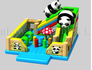 RB01040(7x8x5m) Inflatable Panda Funcity Bouncer Obstacle Bouncer with Slide