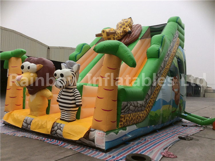 RB6038-1(7x5x5.5m) Inflatable Jungle Theme Customized Commercial Slide With Different Animals For Kids