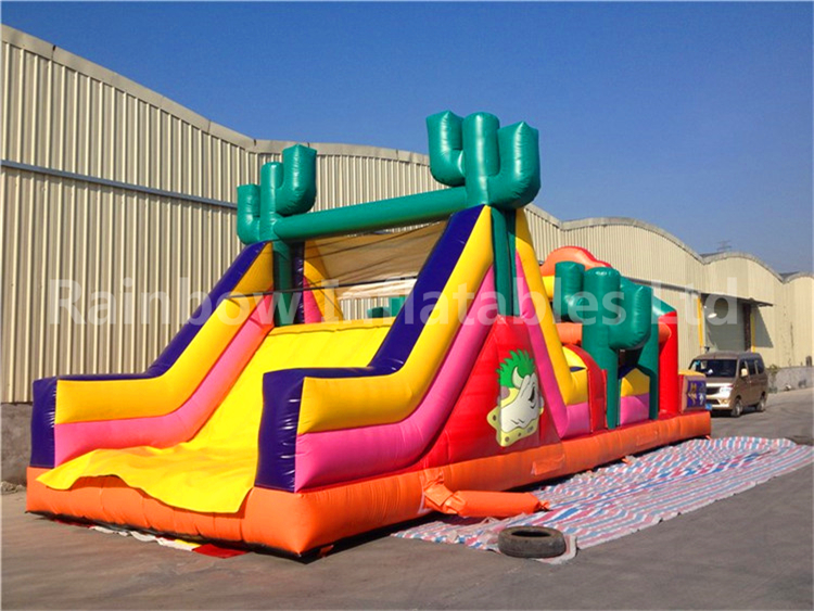 RB5037（13x4m）Inflatable Commercial Kids Obstacle Course For Sale,Inflatable Castle Obstacle Slide