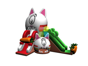 RB06118（5.7x5.6x5m） Inflatable rabbit double slide new design for sale 