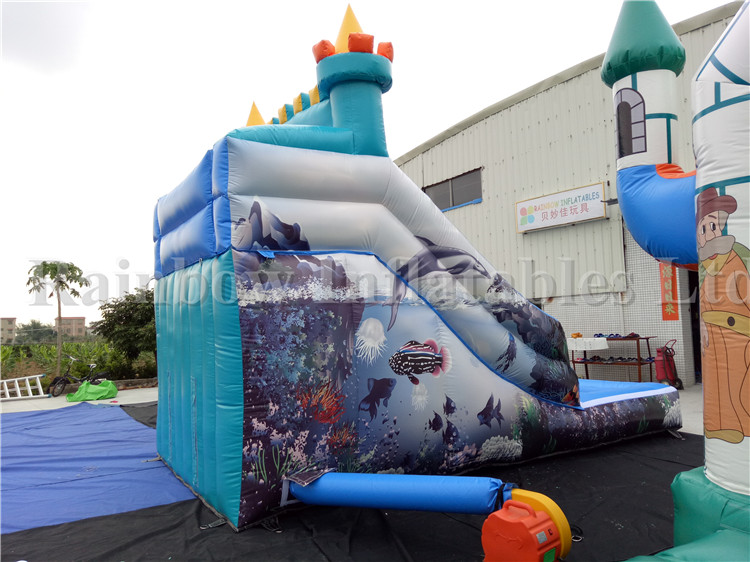 RB7011 (6x3.2x4m) Inflatable Small Sea World Theme Water Slide For Sale