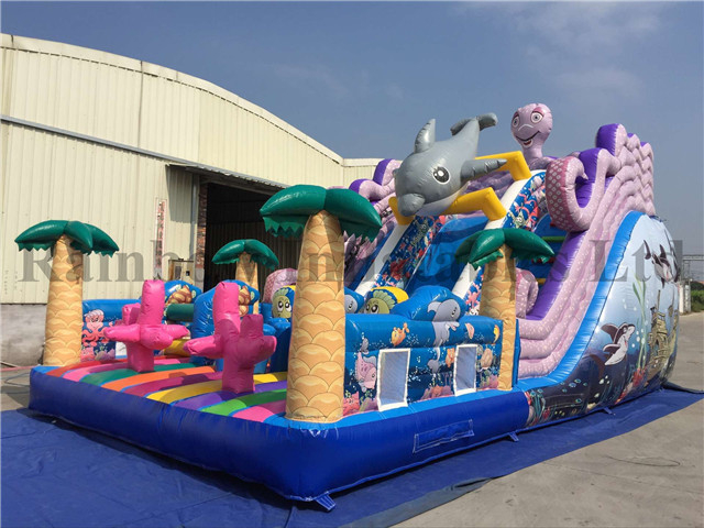 RB8051(9x5x6m) Inflatable Sea World Slide With Cute Animals