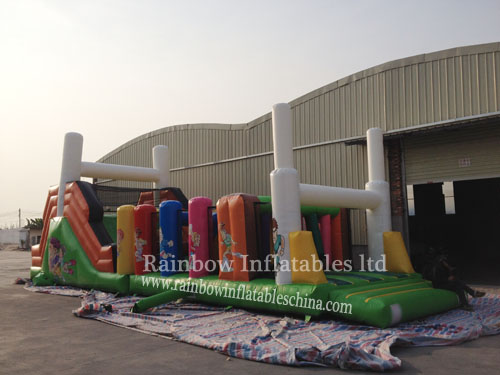RB5062 （14x4m） Inflatable Commercial Kids Obstacle Course For Sale,Inflatable Castle Obstacle For Sale