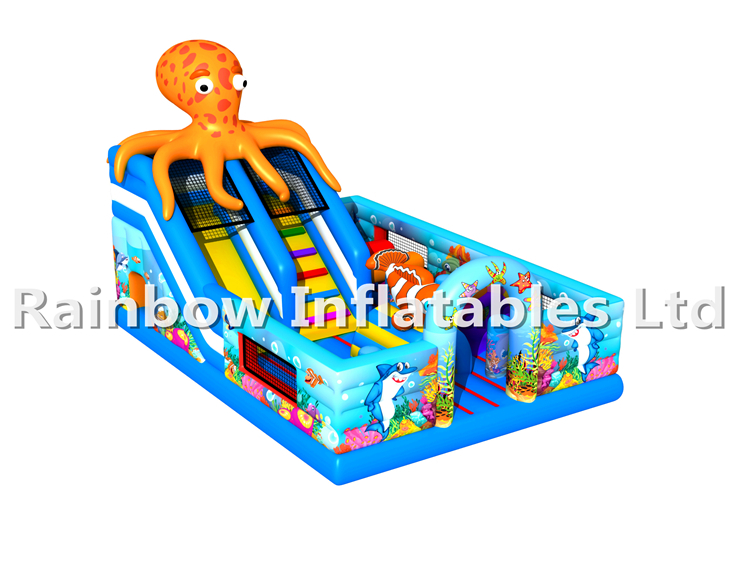 RB4123（7x5x6m）Inflatables Octopus theme funcity with Slide