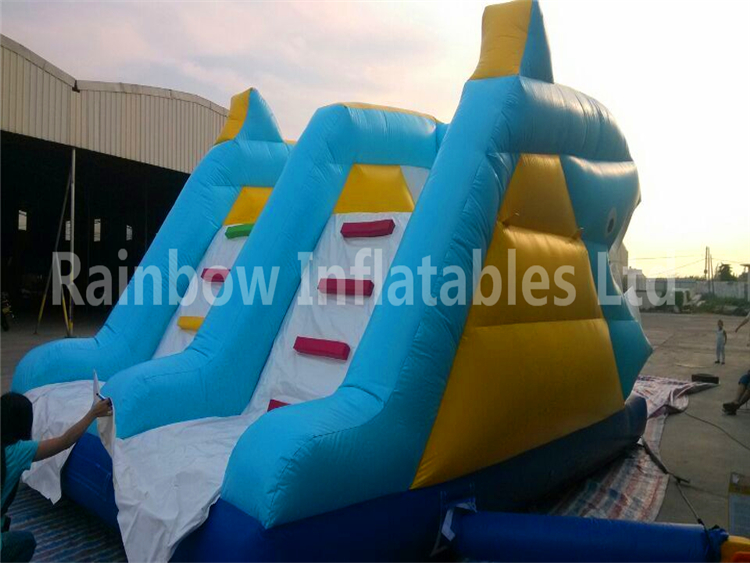RB32002(6.3x4x3.5m) Inflatable Shark Theme Double Water Slide For Children