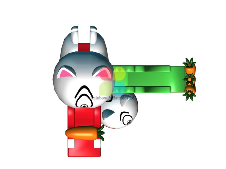 RB06118（5.7x5.6x5m） Inflatable rabbit double slide new design for sale 