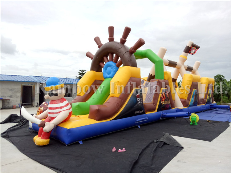 RB01016(15x3.6x5.8m) Inflatable Giant Pirate Pilot Obstacle Course With Slide For Children