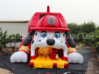 RB6106(13.8x8.2x7.6m) Inflatable Fire Dog Slide with a Helmet For Kids