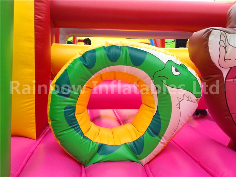 RB5007(4x16x5m) Inflatable Jungle Theme Obstacle Course With Amusing Animals