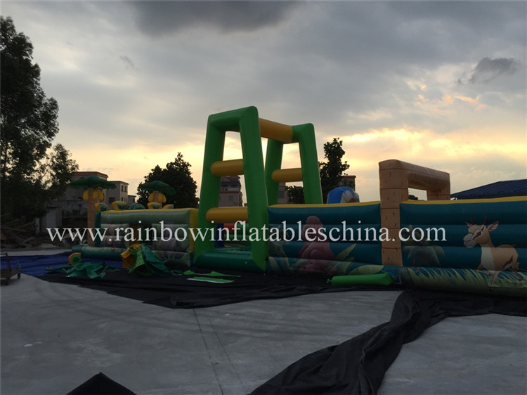 RB5038-2(25x3.7x5m) Inflatable Giant Jungle Theme Games/Inflatable Obstacle Course For Sale