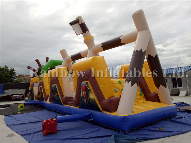 RB01016(15x3.6x5.8m) Inflatable Giant Pirate Pilot Obstacle Course With Slide For Children