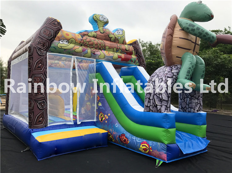 RB3009 ( 6x4m ) Inflatables Amusing Turtle Combo With Slide For Fun