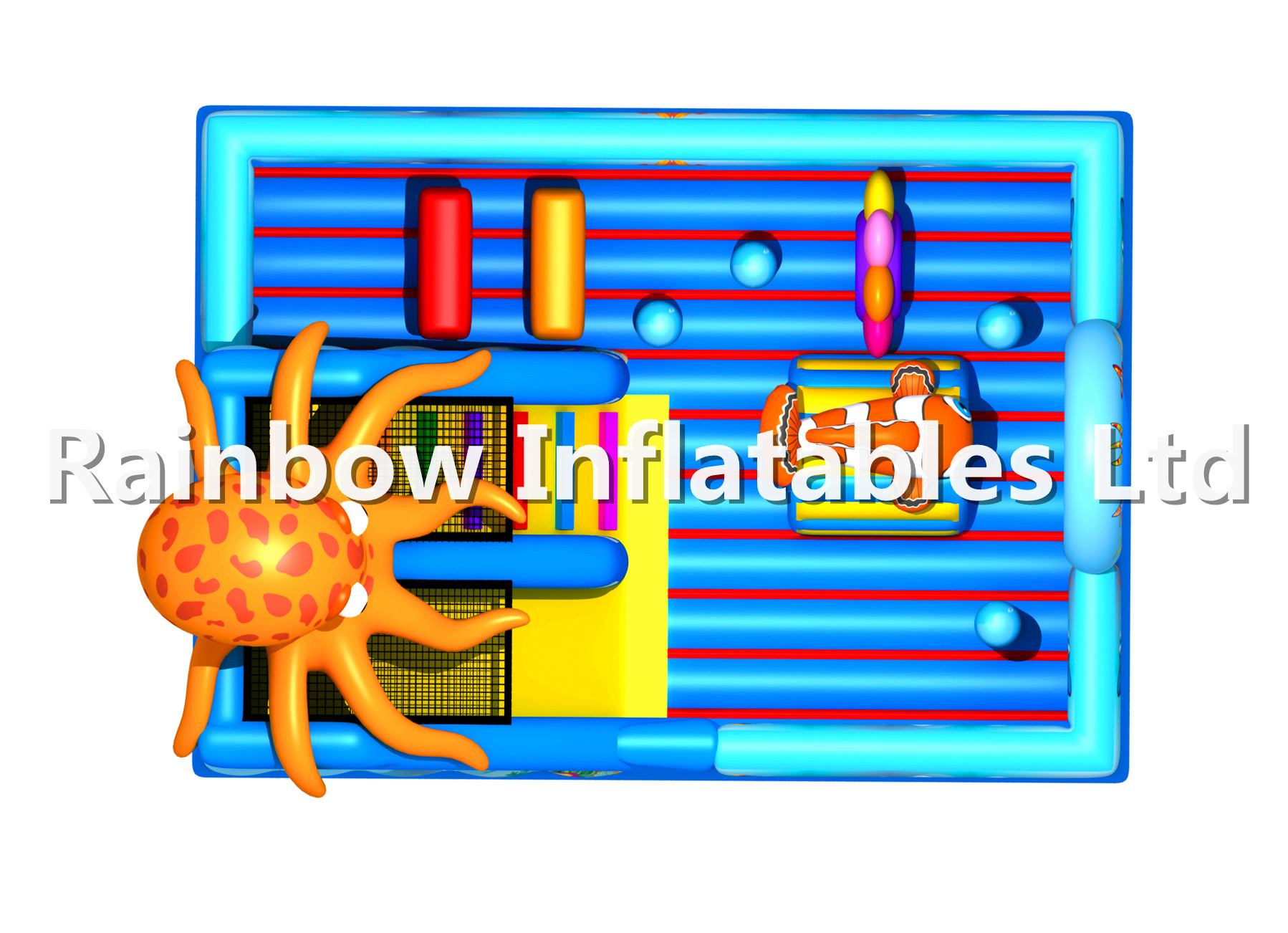 RB4123（7x5x6m）Inflatables Octopus theme funcity with Slide