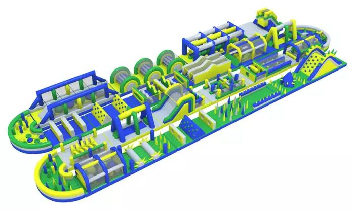 270m Giant Funtional Crazy Inflatable Obstacle Course