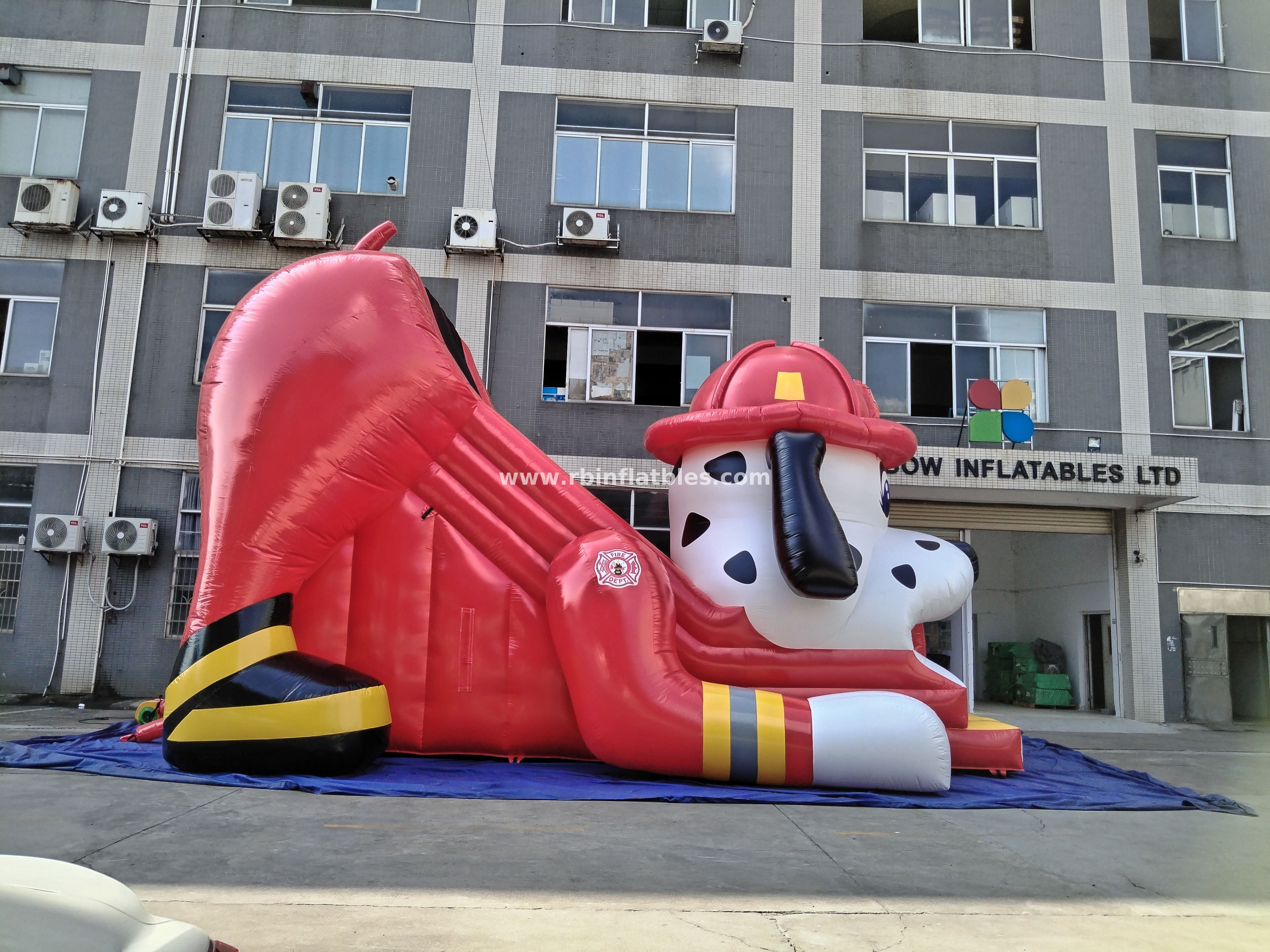 RB6106(10x5x7.5m) Inflatable Fire Dog Slide with a Helmet For Kids