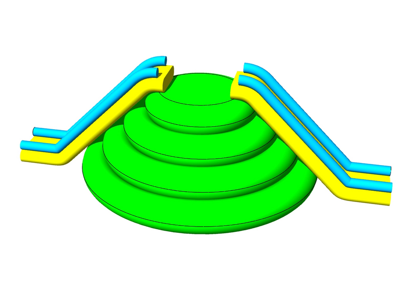 Inflatable water sports slide two slide splash