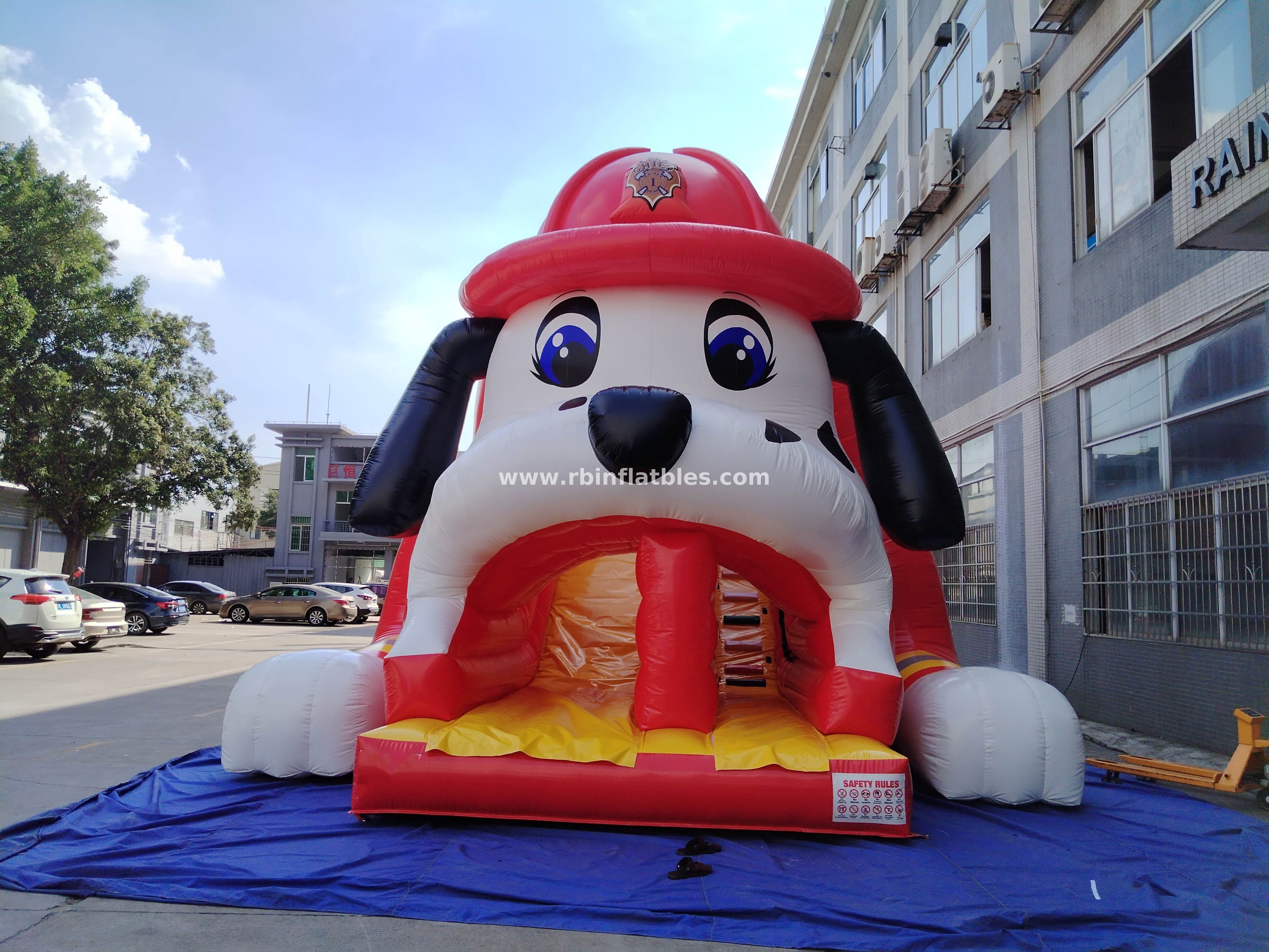 RB6106(10x5x7.5m) Inflatable Fire Dog Slide with a Helmet For Kids