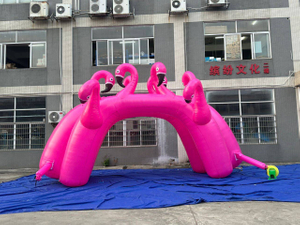 Inflatable nine-headed flamingo arch