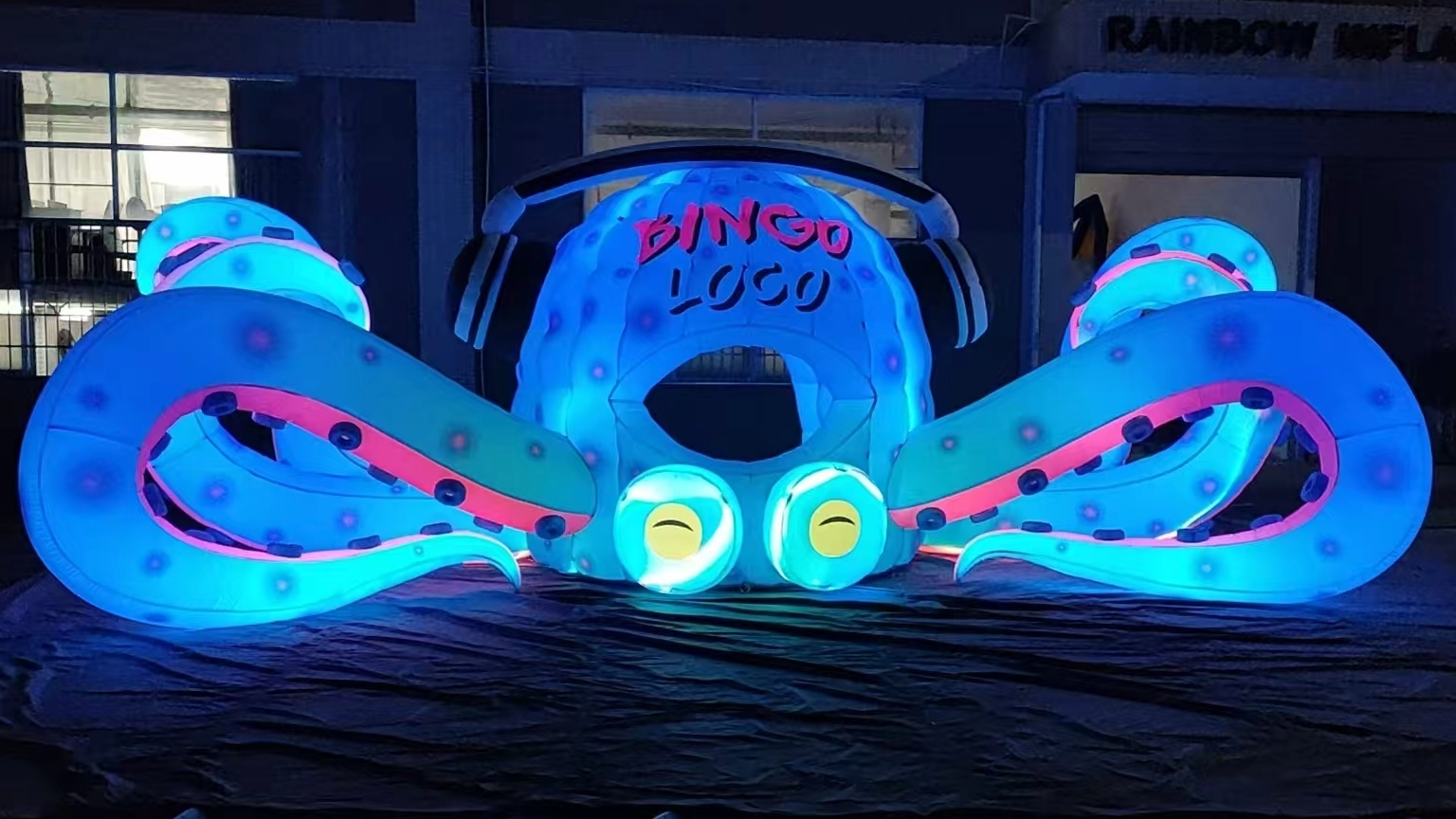 Inflatable octopus with glasses