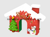 Inflatable Christmas House Archway with Santa Sleigh, Reindeer, Snowman & Tree