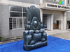 Custom inflatable spooky skull king chair prop for haunted houses and Halloween photo ops