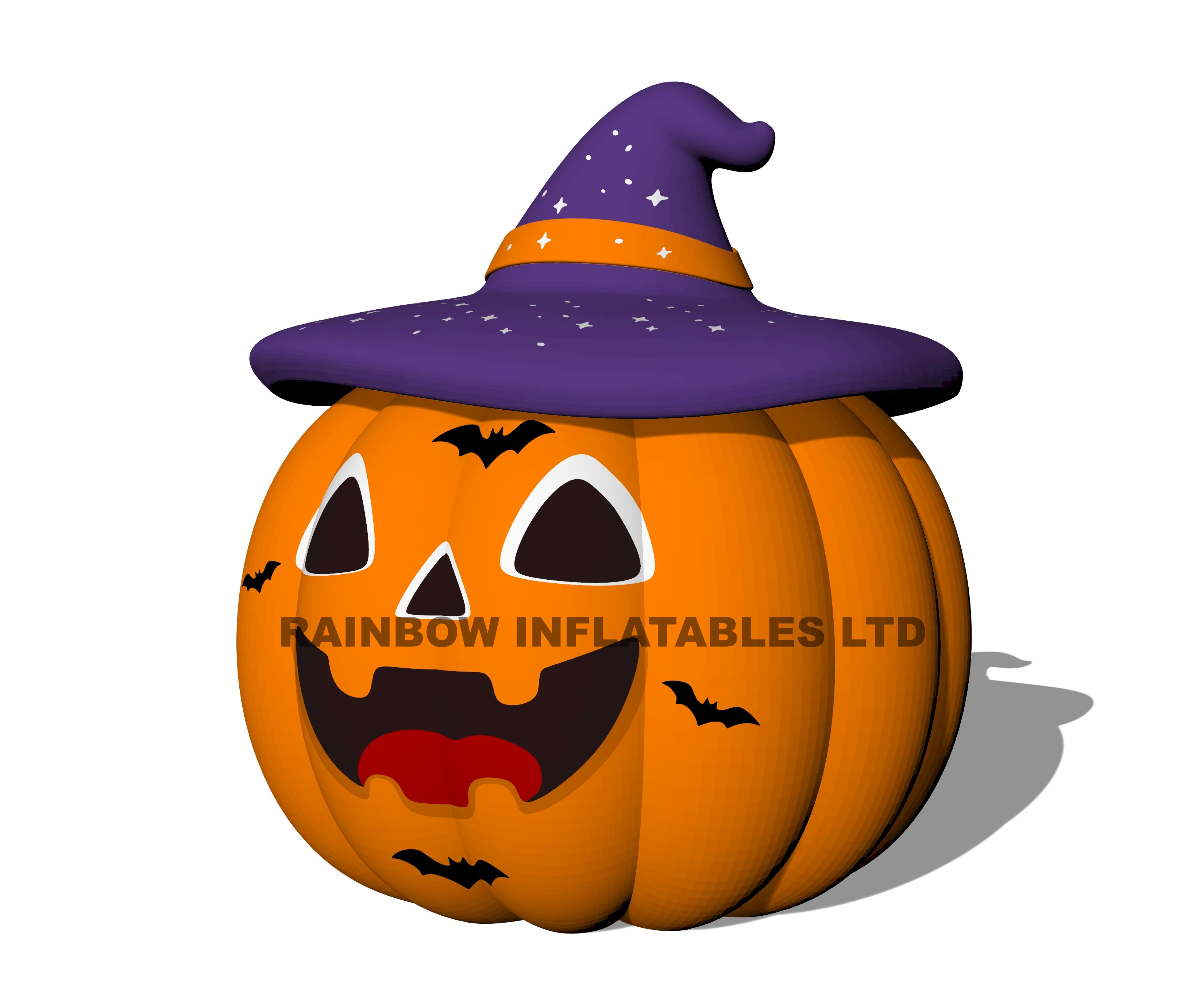 Inflatable Halloween Pumpkin with Purple Witch Hat for Seasonal Decor