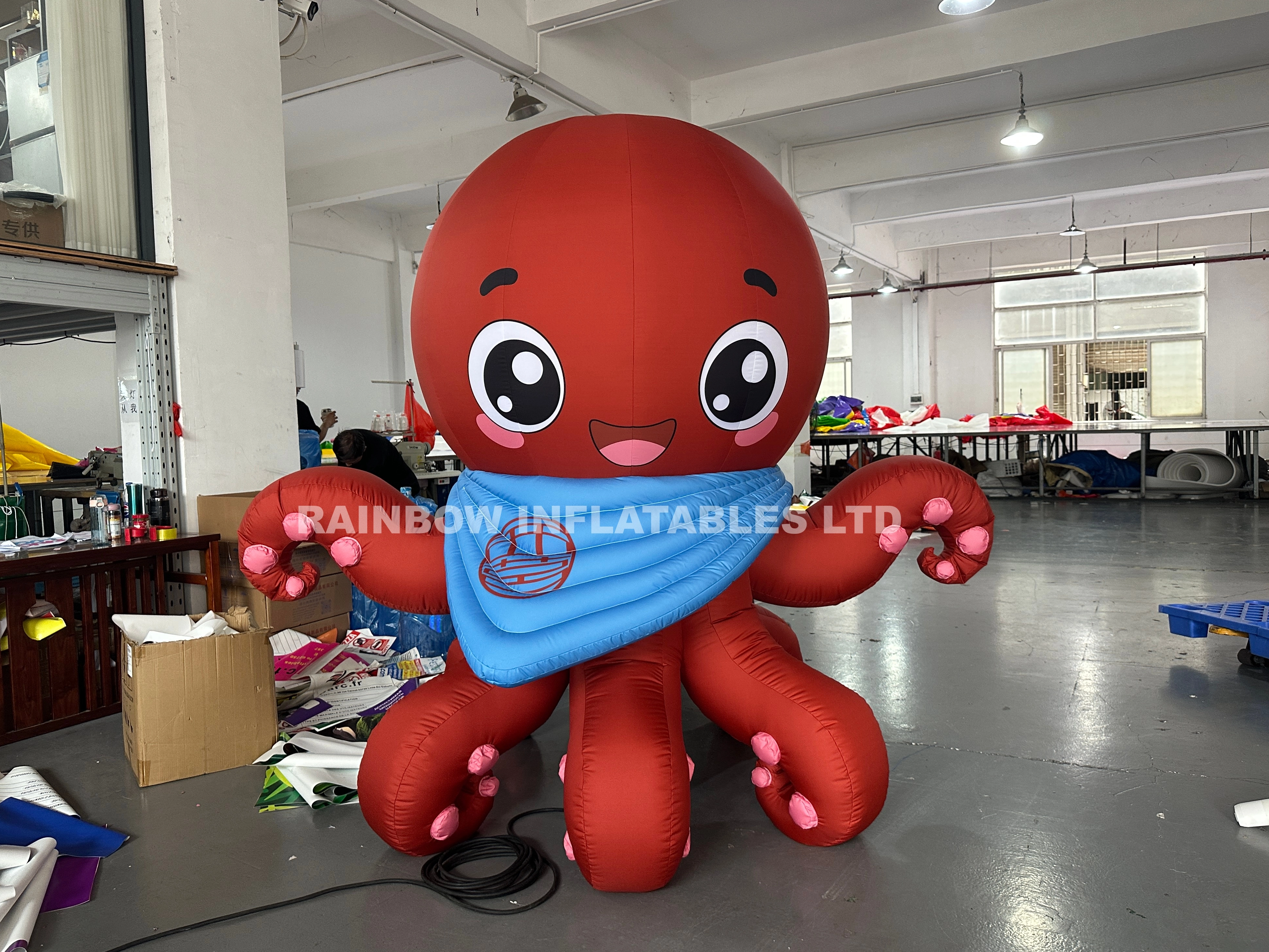 Factory Direct Custom Made Inflatable Octopus Character with Logo Printing Area for Promotional Marketing and Trade Show Displays