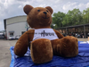 Large Flocked Inflatable Brown Bear with Logo Print - Soft Plush Cartoon Animal Balloon for Advertising and Party Decor