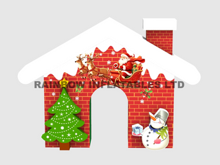 Inflatable Christmas House Archway with Santa Sleigh, Reindeer, Snowman & Tree