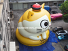 Custom Giant Inflatable Cat Mascot, Yellow & White Cartoon Advertising Model, Red Hat, Event Promotion