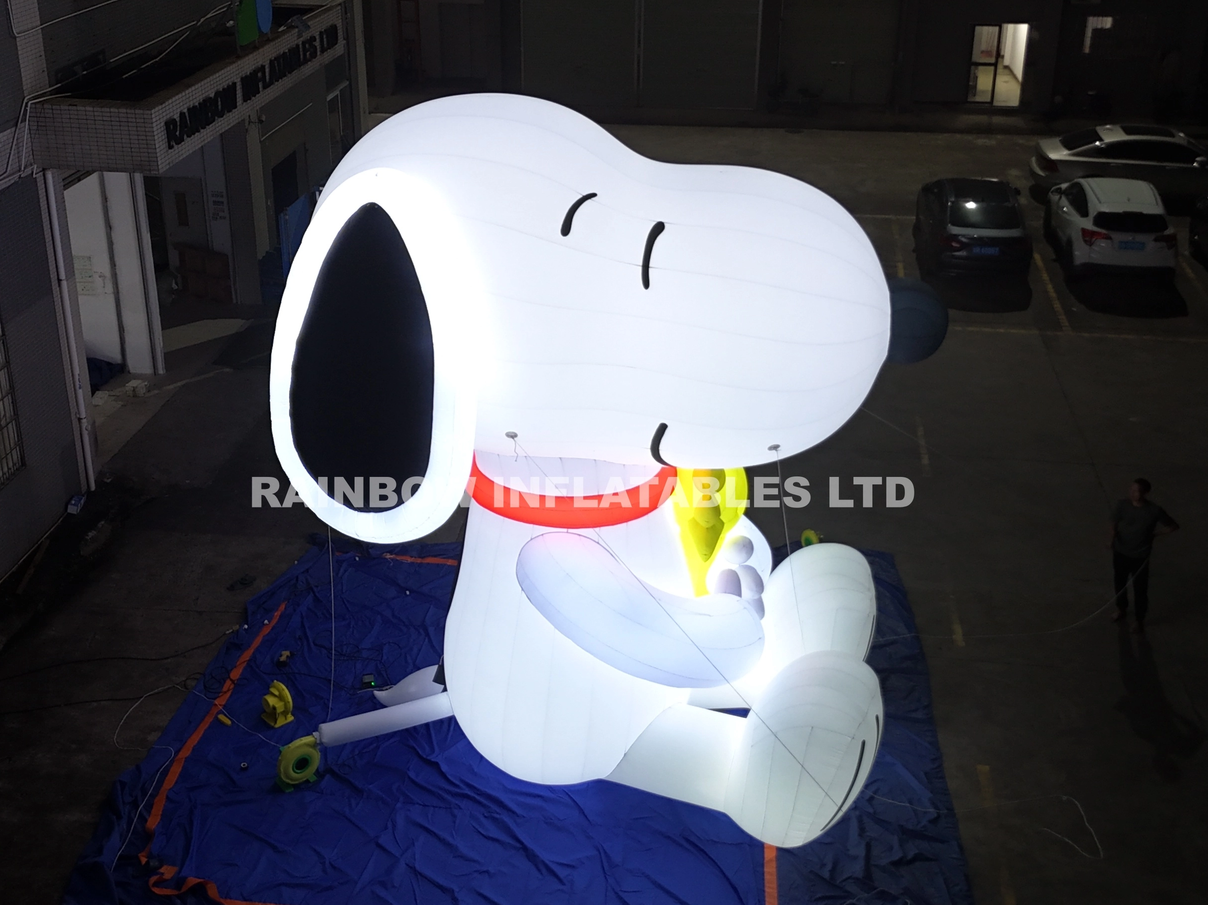 Large Custom LED Inflatable Snoopy and Woodstock for Outdoor Night Advertising