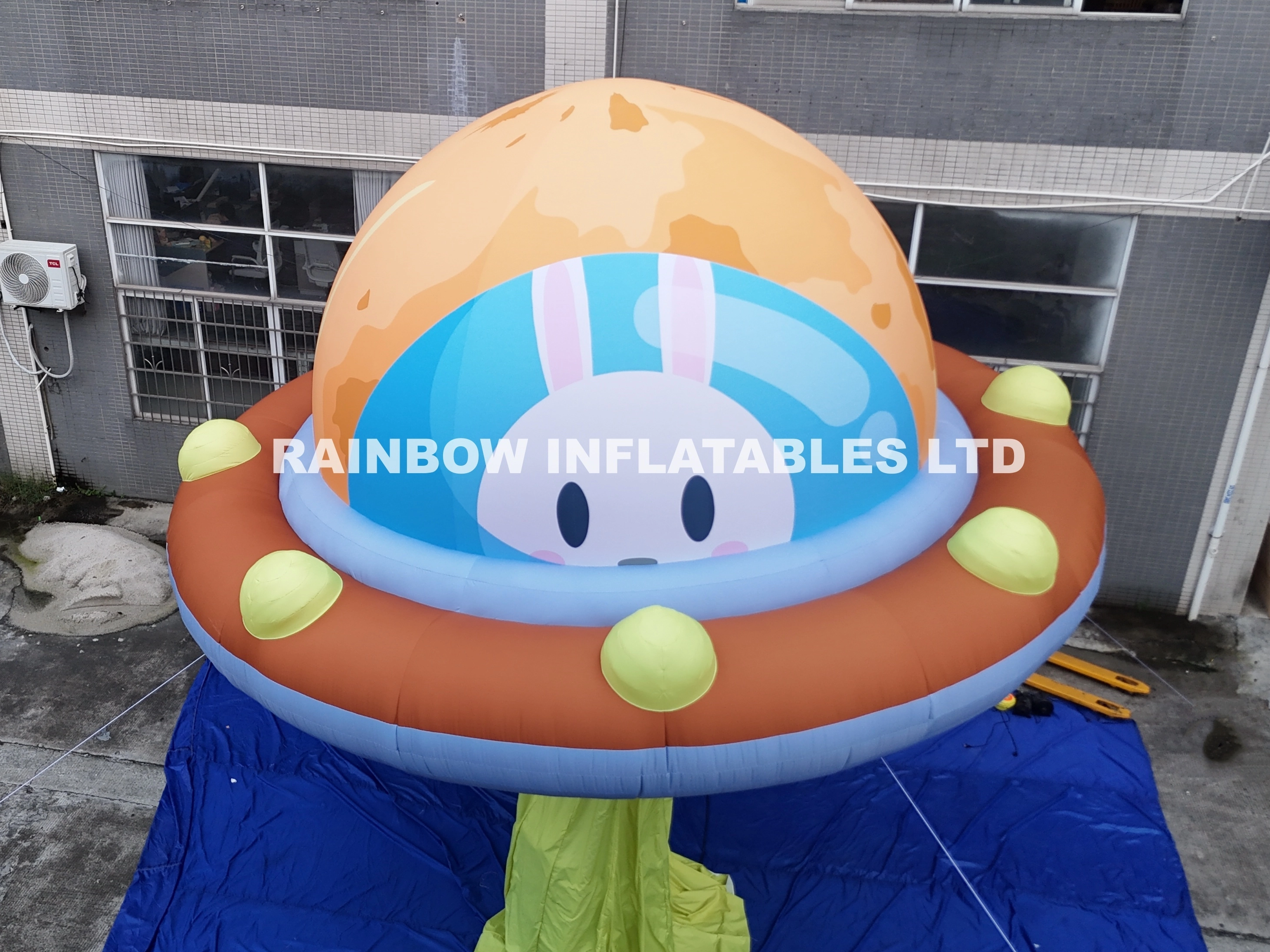 Fun Inflatable UFO Spaceship with Adorable Bunny Design for Kids