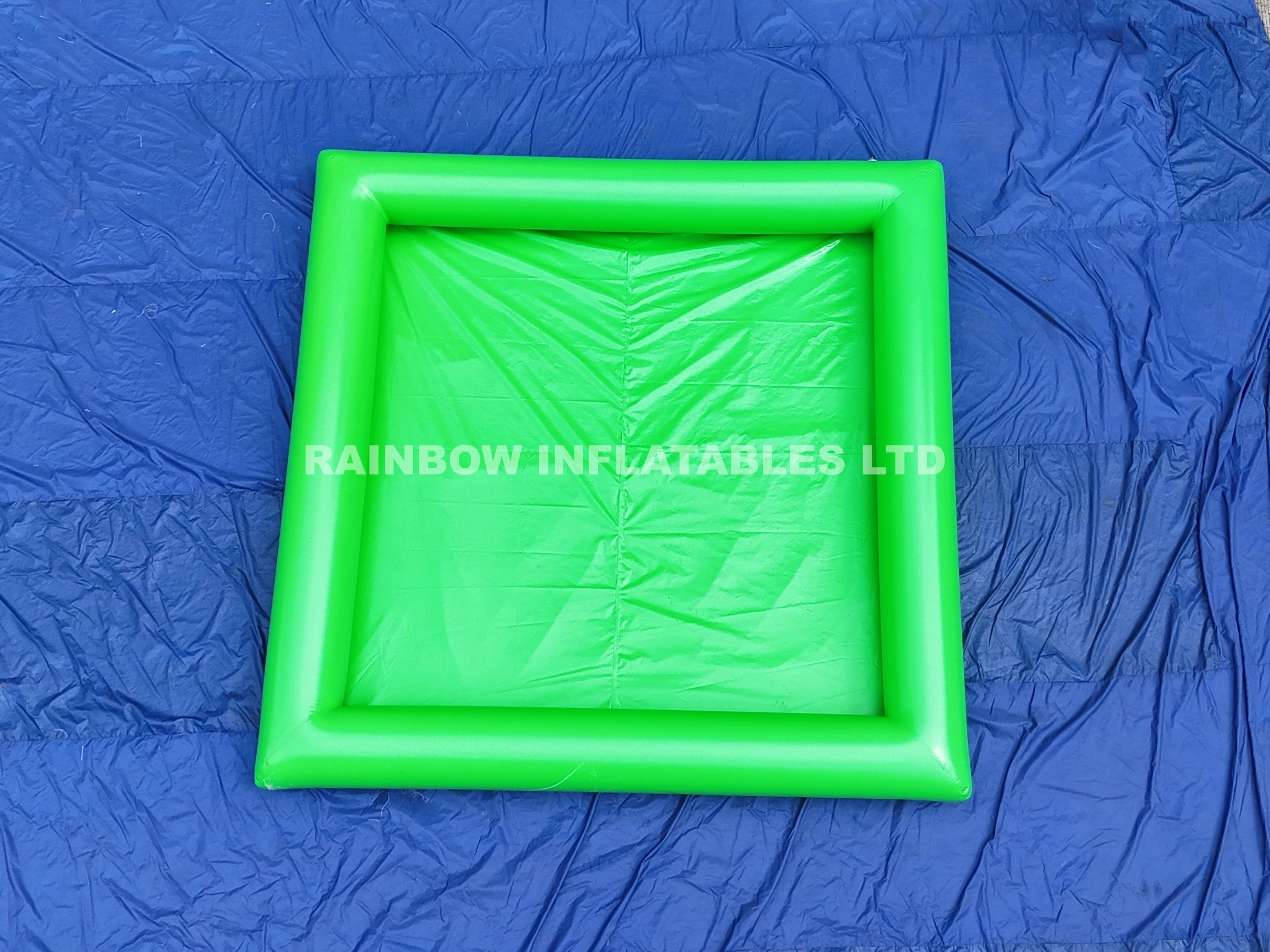 Portable Green Inflatable Splash Pool Mat with Thick Inflatable Border for Kids Outdoor Water Play