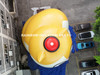 Custom Giant Inflatable Cat Mascot, Yellow & White Cartoon Advertising Model, Red Hat, Event Promotion