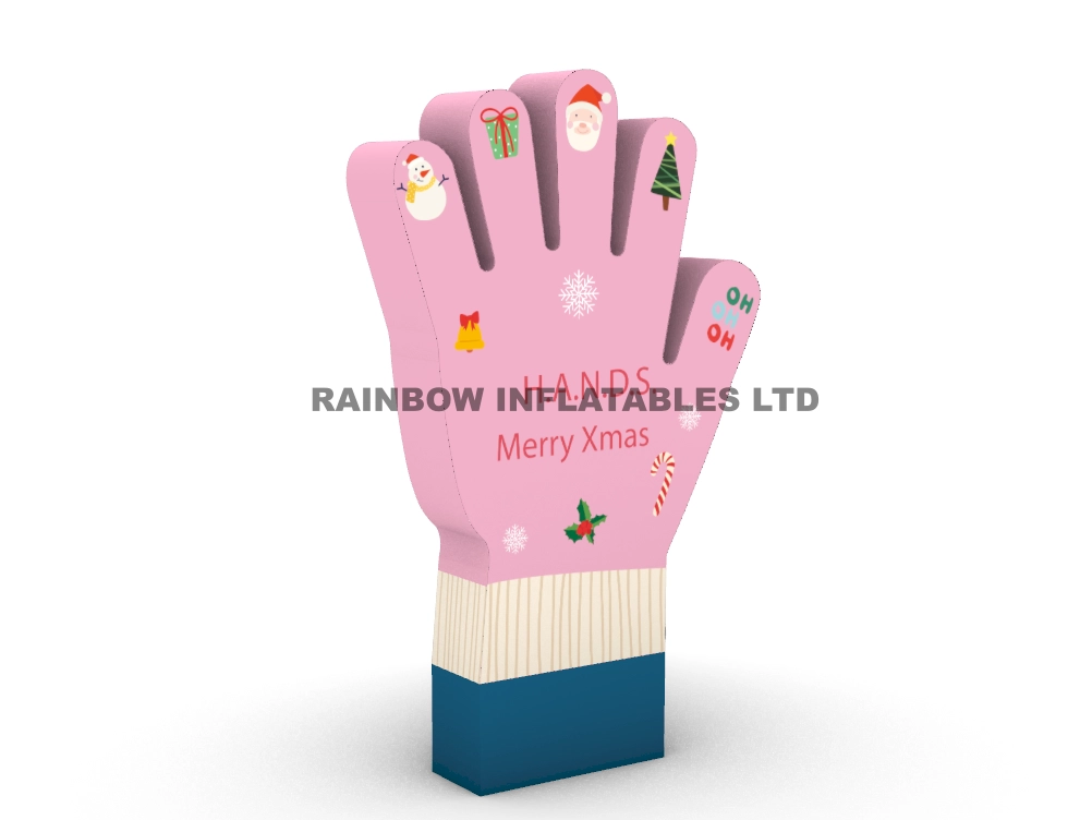 Holiday-Themed Pink Hand Standee for Christmas Photo Opportunities
