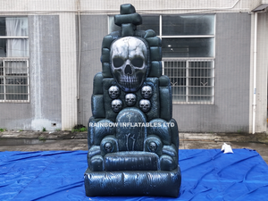 Custom Large Inflatable RIP Gravestone with Skulls for Outdoor Event Decor